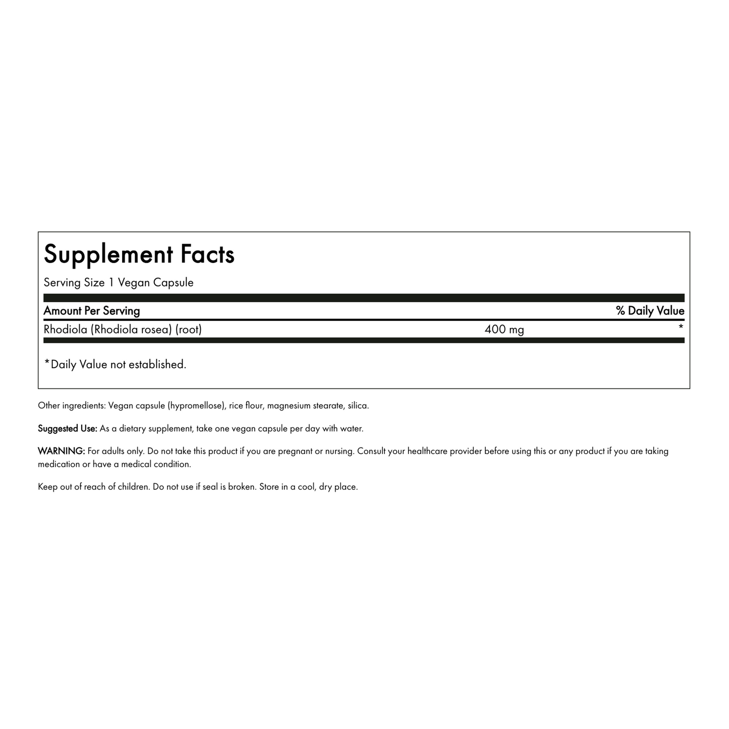 Swanson Rhodiola Rosea Root Full Spectrum - 400mg 100 Vegan Caps