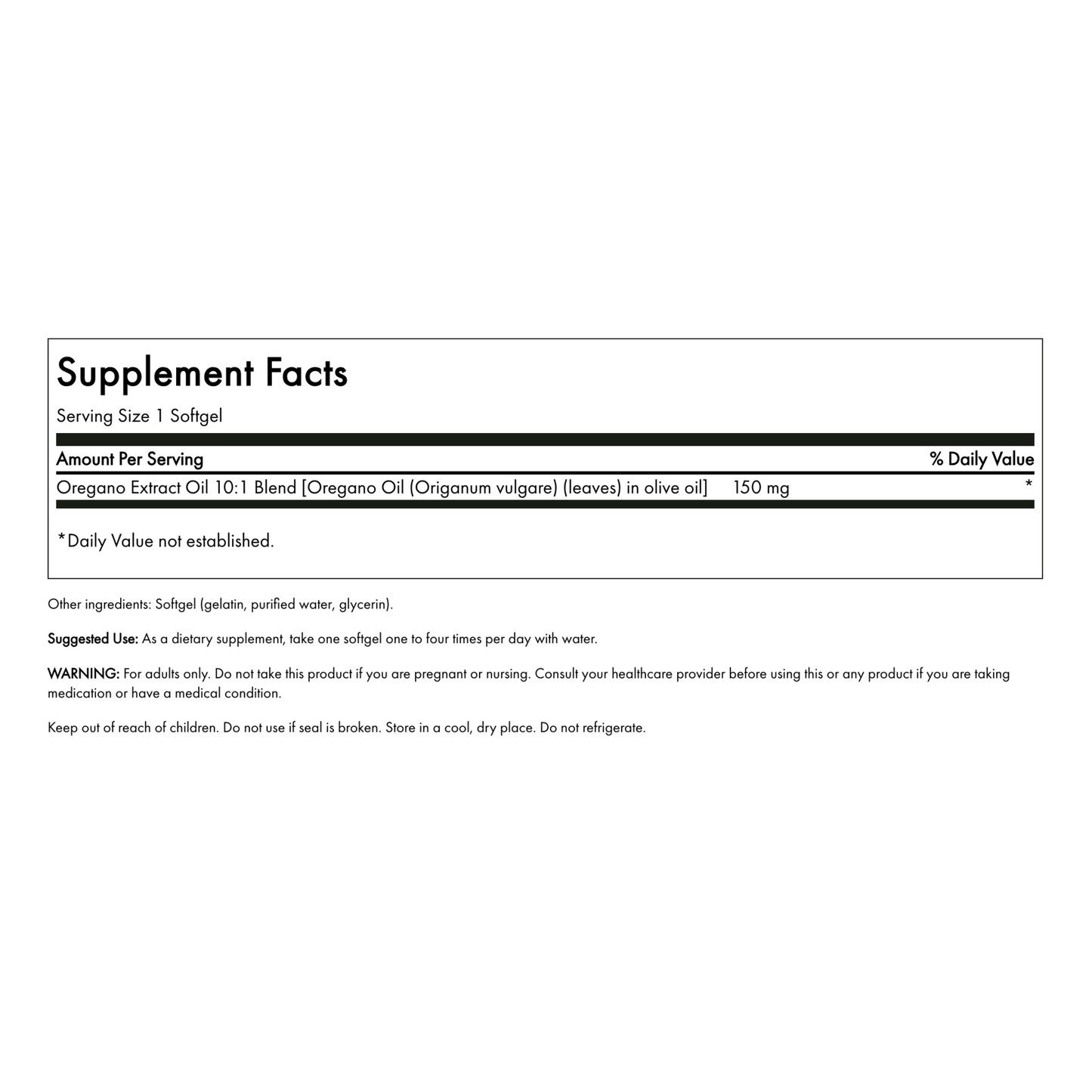 Swanson Premium Orégano Oil 10:1 Extract - 120 Softgels