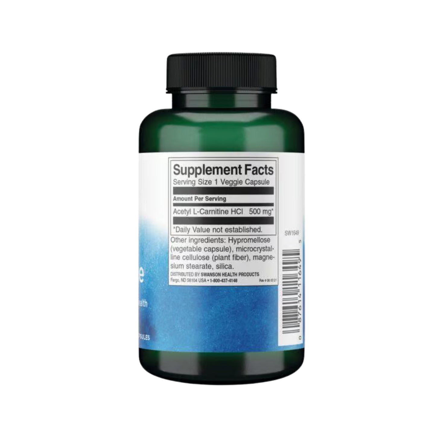 Swanson Acetyl L-Carnitine 500 mg 100 Veg Caps