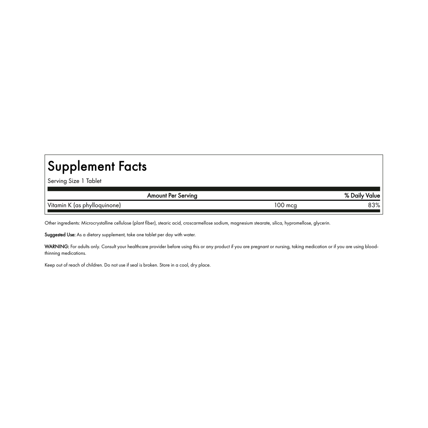 Swanson Vitamina K1 - 100mcg - 100 Tabs