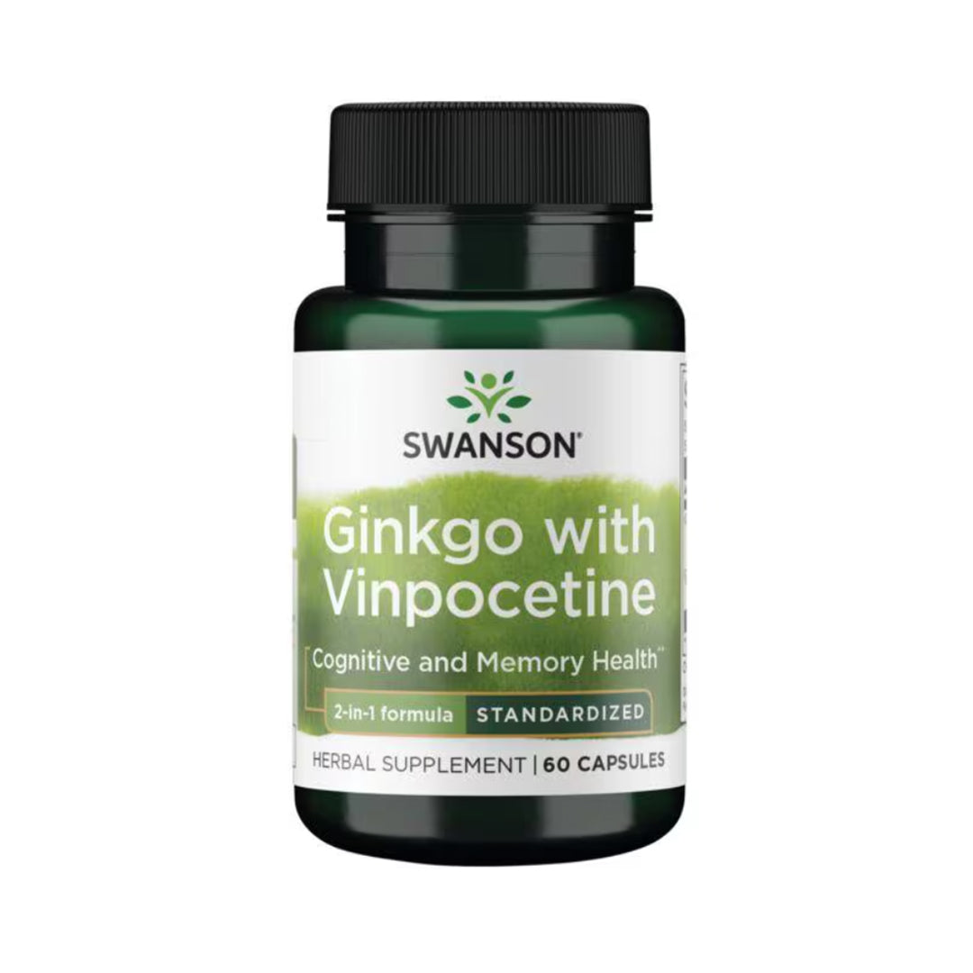 Swanson Ginkgo With Vinpocetine - Standardized 60 Cápsulas