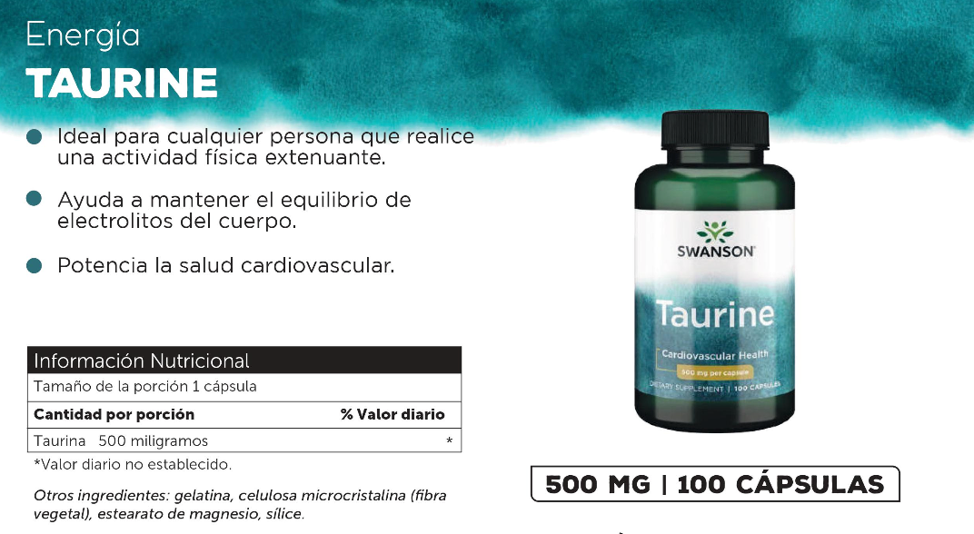 Swanson Taurine 500mg 100 Caps