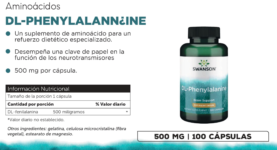 Swanson Di-phenylalanine 500mg 100 Caps