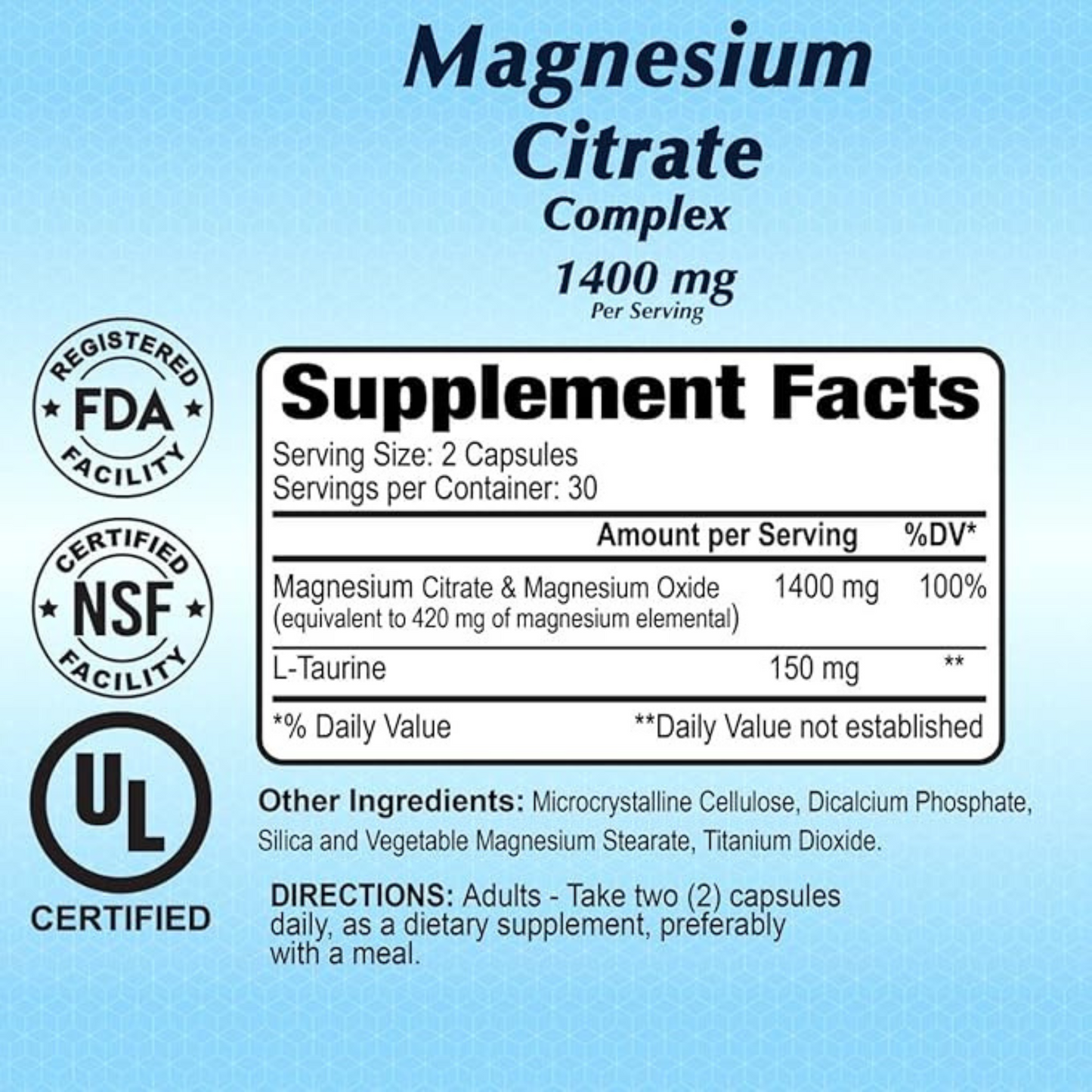 Alfa Vitamins Magnesium Citrate Complex 1400mg 60 Caps