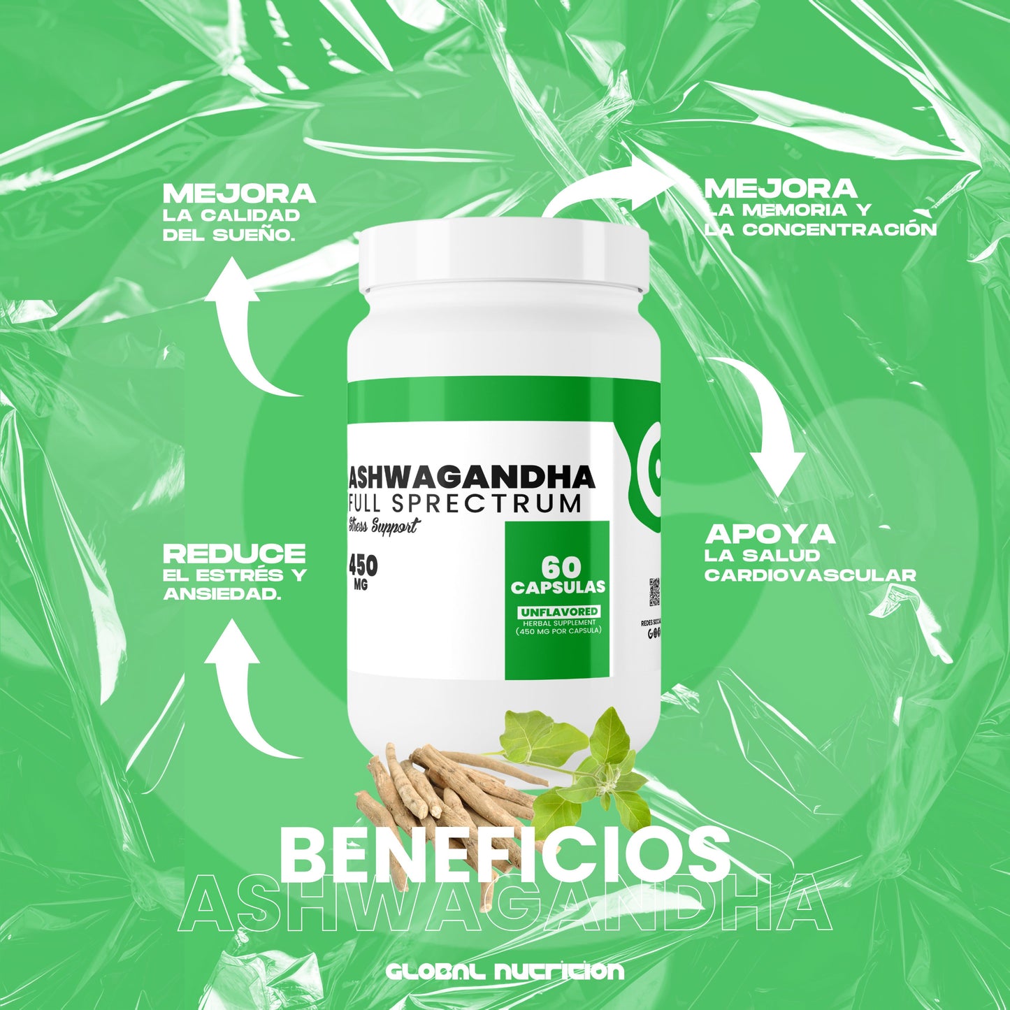 Ashwagandha Full Spectrum 450 mg 60 Caps Global Nutrition
