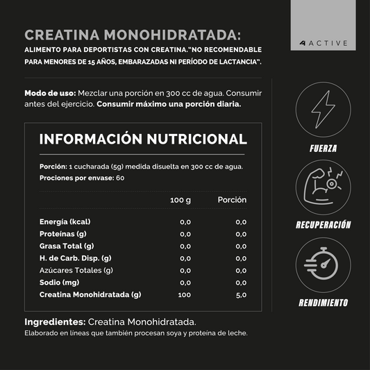 4Active 100% Pure Creatine Monohydrate - 300 Grs