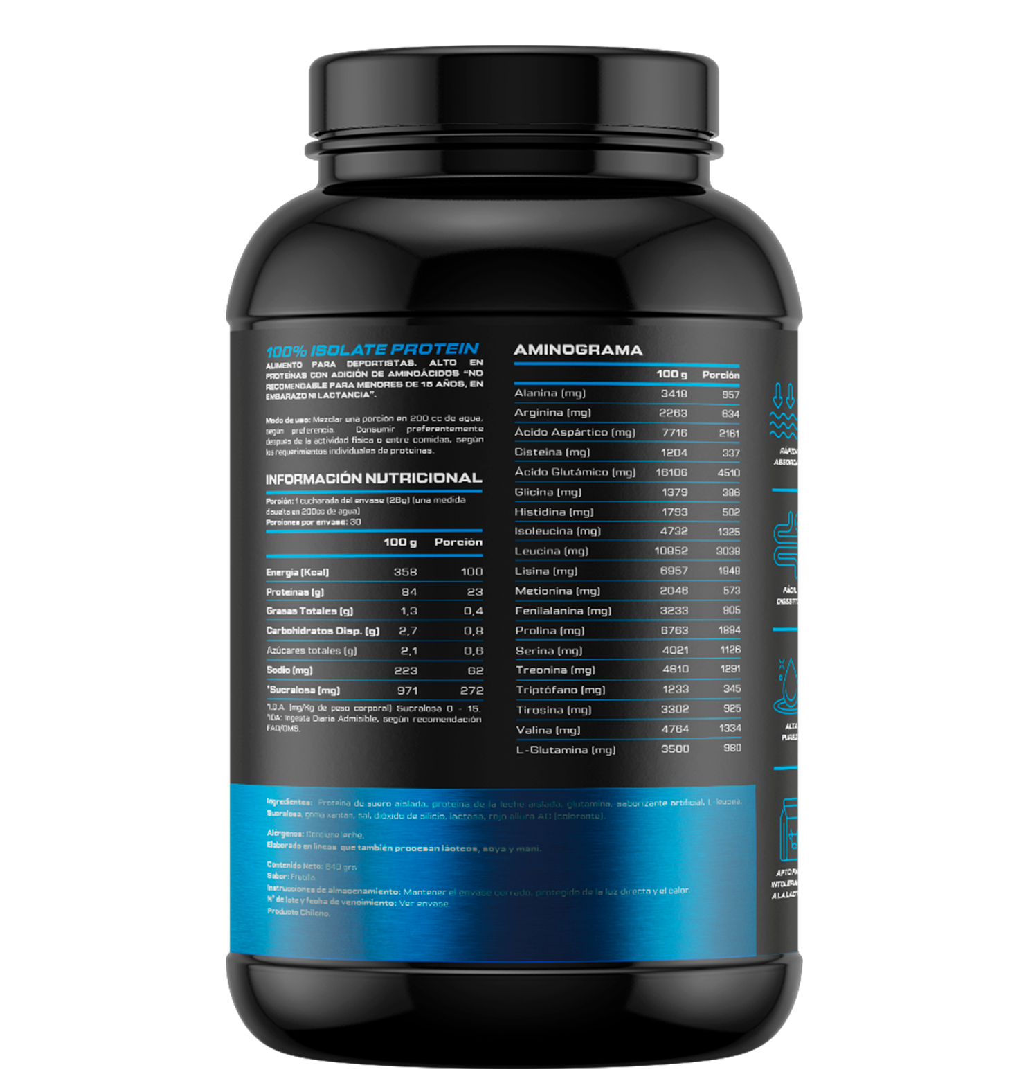4Active 100% Isolate Protein 30 Servicios | Proteína Aislada 24g de Proteína, 5g BCAA y Bajo en Azúcar