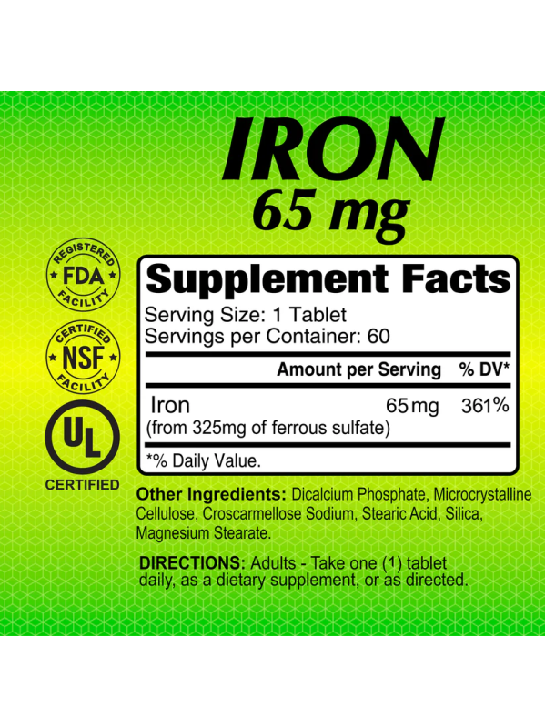Alfa Vitamins Iron 65 Mg 60 Tabletas