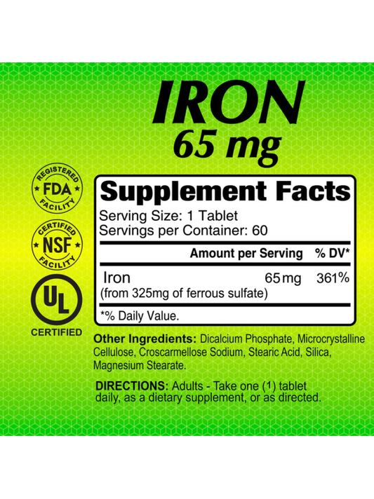 Alfa Vitamins Iron 65 Mg 60 Tabletas