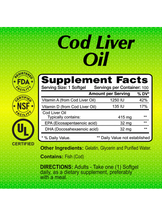 Alfa Vitamins Cod Liver Oil 100 Softgels