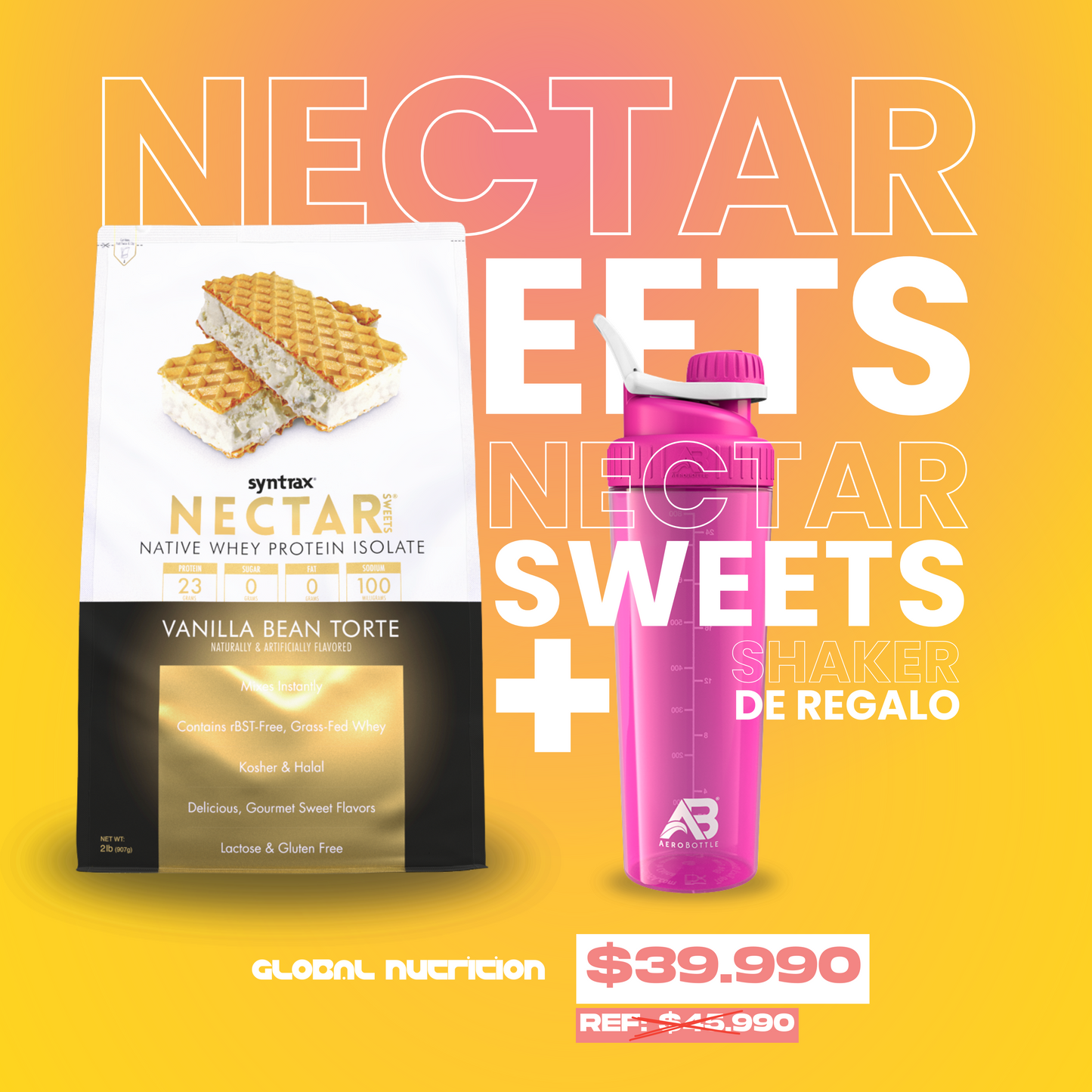 Pack Syntrax Nectar Sweets 2 Lbs + Aerobottle Shaker