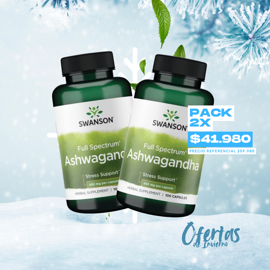 PROMO - Swanson Ashwagandha 450mg 100 Caps - 2 x $41.980