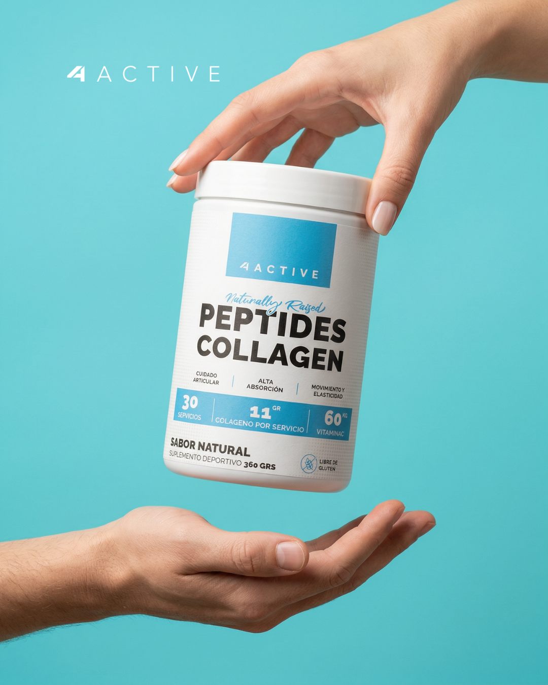 4Active Peptides Collagen 360 g | 30 Servicios · 11 g Colágeno · Con Vitamina C