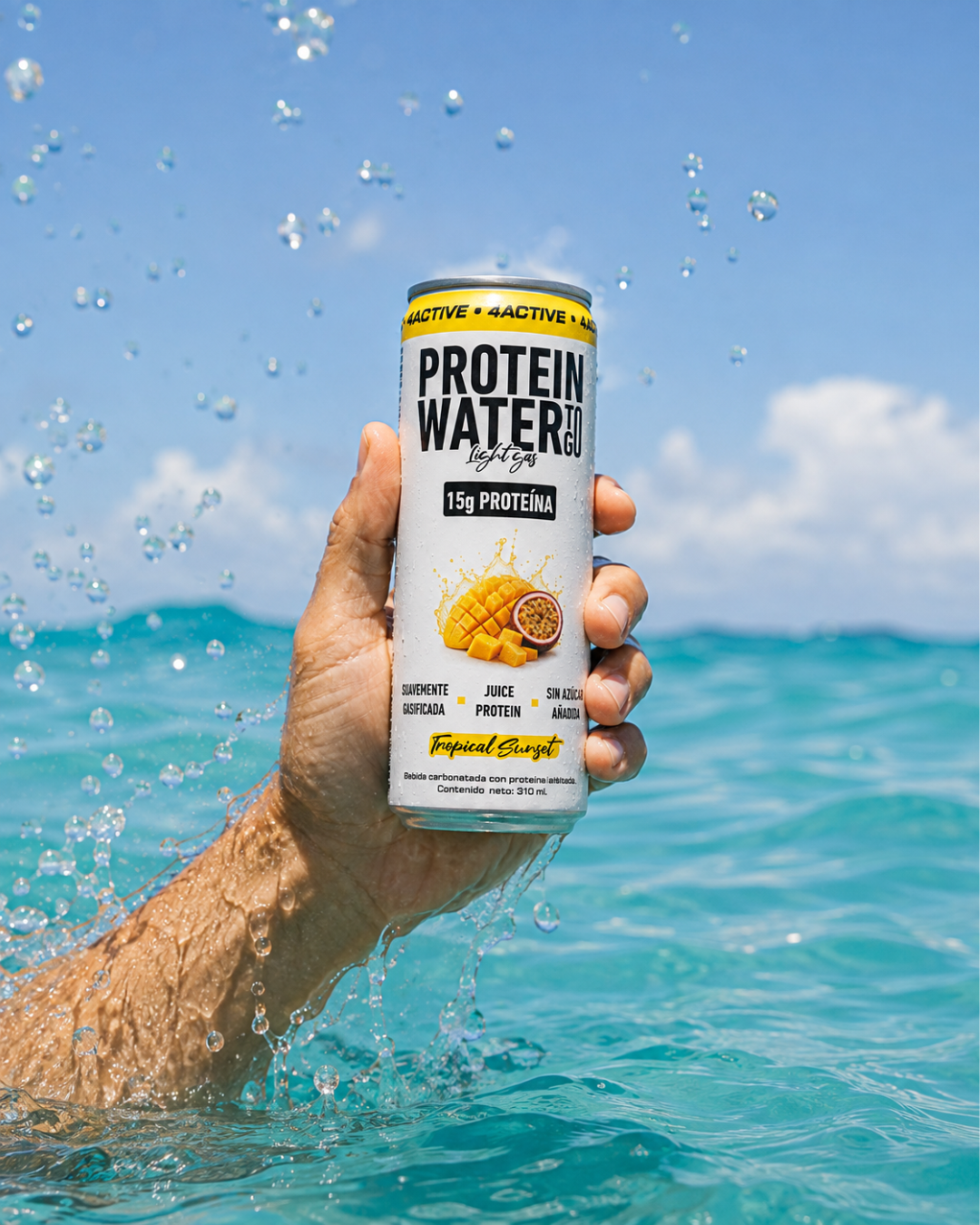 4Active Protein Water To Go Light Gas 15g Proteína 310 ml | Bebida Proteica