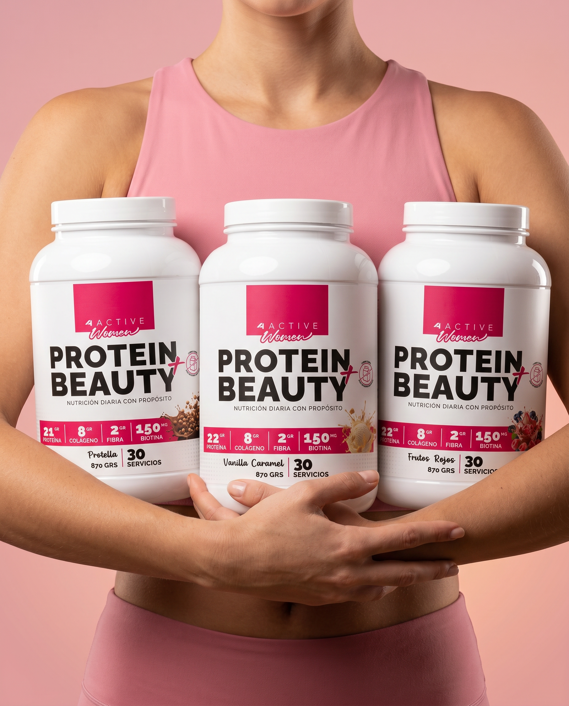4Active Women Protein Beauty | 30 Servicios · 22g Proteína + 8g Colágeno + 2g Fibra + Biotina