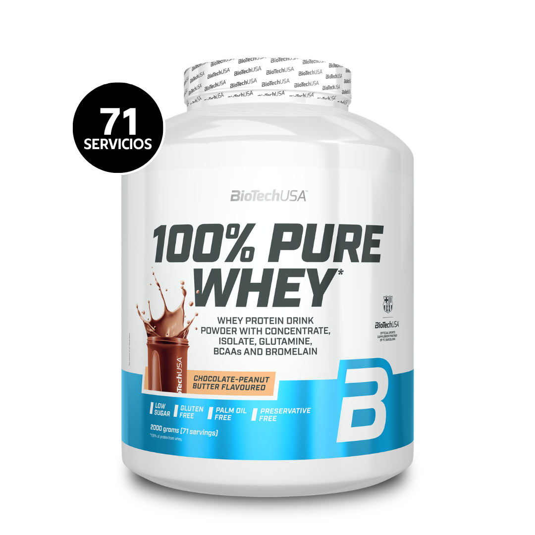 BioTechUSA 100% Pure Whey 2000 g | 71 Servicios · Proteína Whey · Recuperación Muscular