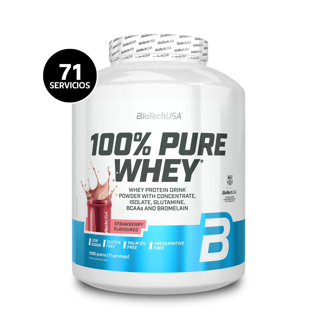 BioTechUSA 100% Pure Whey 2000 g | 71 Servicios · Proteína Whey · Recuperación Muscular