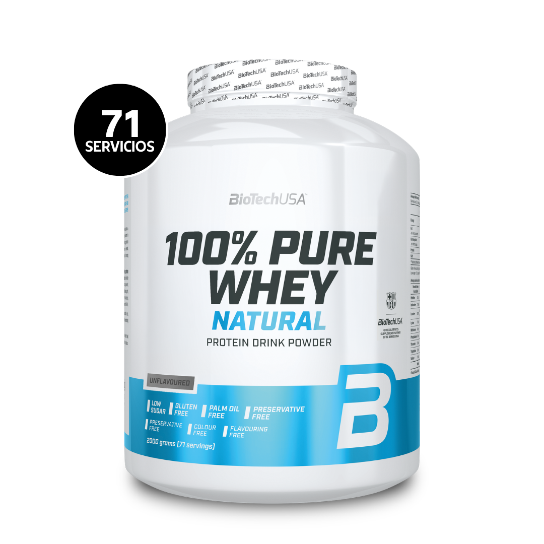 BioTechUSA 100% Pure Whey 2000 g | 71 Servicios · Proteína Whey · Recuperación Muscular