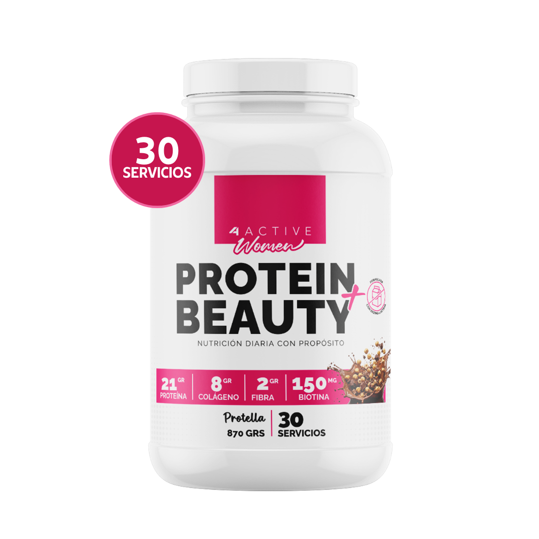 4Active Women Protein Beauty | 30 Servicios · 22g Proteína + 8g Colágeno + 2g Fibra + Biotina