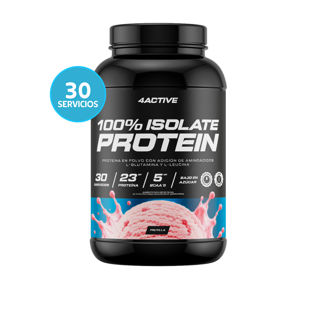 4Active 100% Isolate Protein 30 Servicios | Proteína Aislada 24g de Proteína, 5g BCAA y Bajo en Azúcar