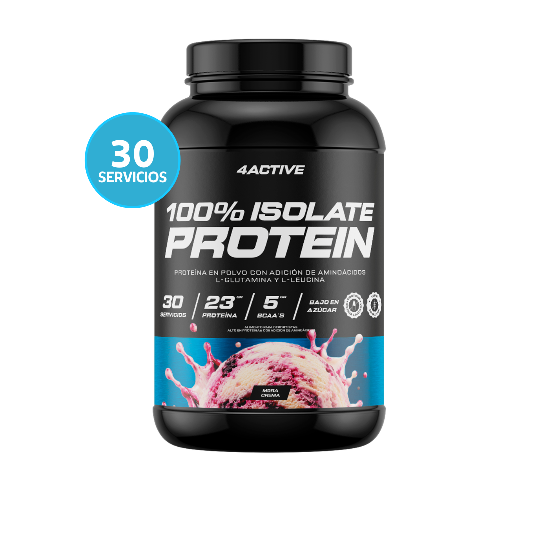 4Active 100% Isolate Protein 30 Servicios | Proteína Aislada 24g de Proteína, 5g BCAA y Bajo en Azúcar
