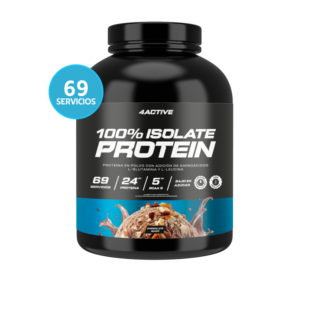 4Active 100% Isolate Protein 2000 G | Proteína Aislada 24g de Proteína, 5g BCAA y Bajo en Azúcar