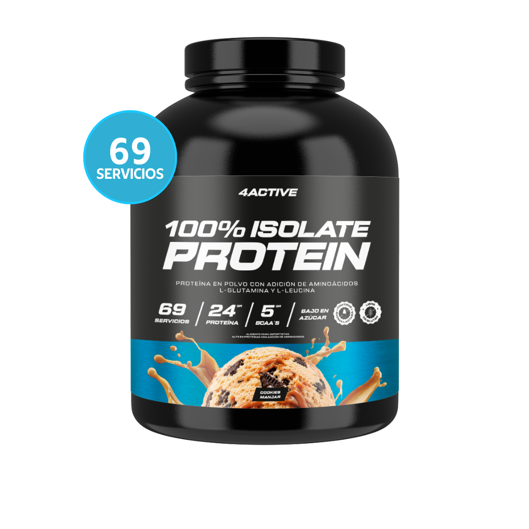 4Active 100% Isolate Protein 2000 G | Proteína Aislada 24g de Proteína, 5g BCAA y Bajo en Azúcar