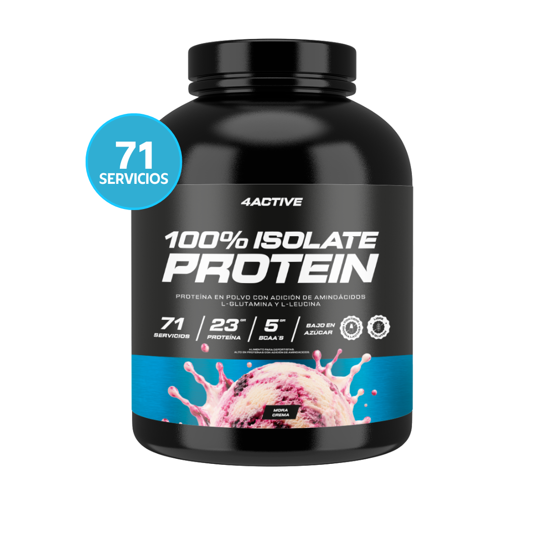 4Active 100% Isolate Protein 2000 G | Proteína Aislada 24g de Proteína, 5g BCAA y Bajo en Azúcar