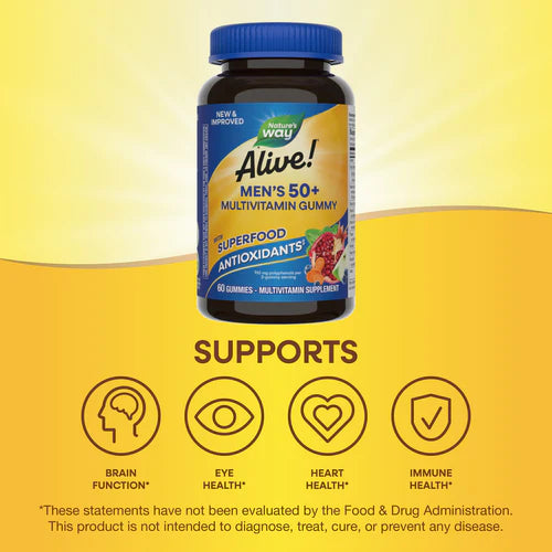Alive! Men’s 50+Nature's Way 60 Gummy Multivitaminico