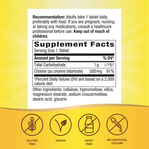 Choline Nature's Way 500 mg 100 tabletas
