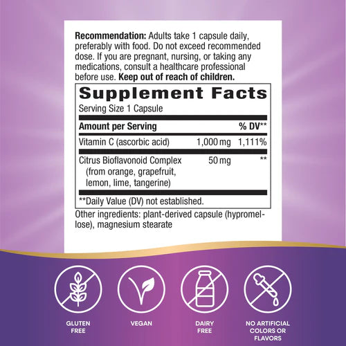 Vitamin C with Bioflavonoids Nature's Way 100 capsulas