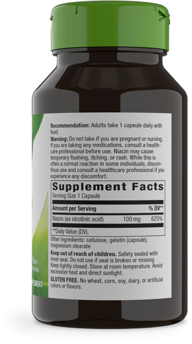 Niacin Vitamina B3 Nature's Way 100 mg 100 capsulas