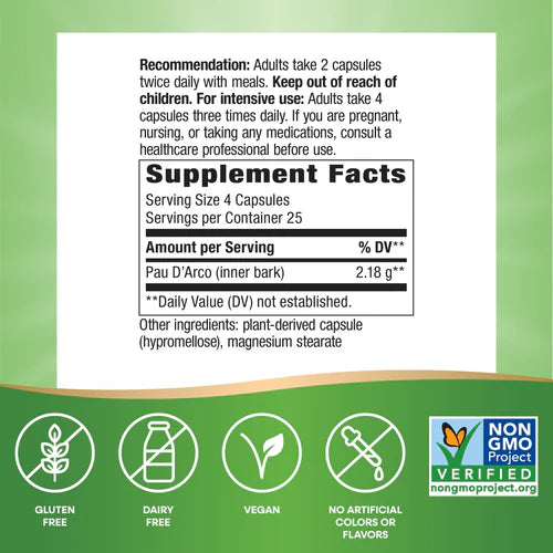 Pau d’Arco Inner Bark Nature's Way 100 capsulas