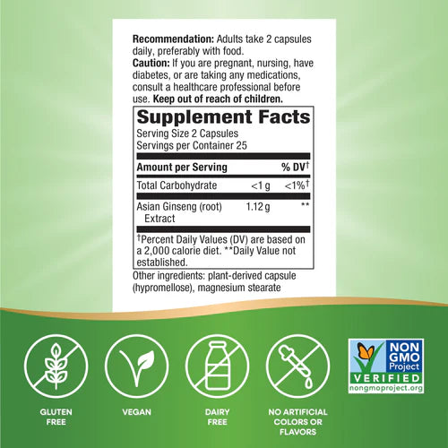 Asian Ginseng Nature's Way 50 capsulas