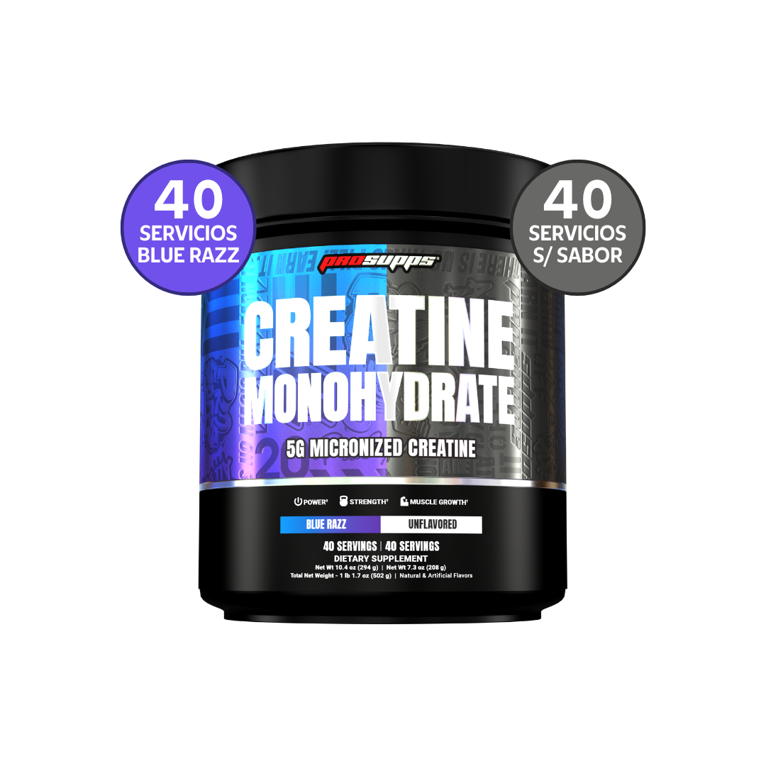 ProSupps Creatina Monohidratada Dual Tub Blue Razz + Sin Sabor | 80 Servicios - 502 Gramos