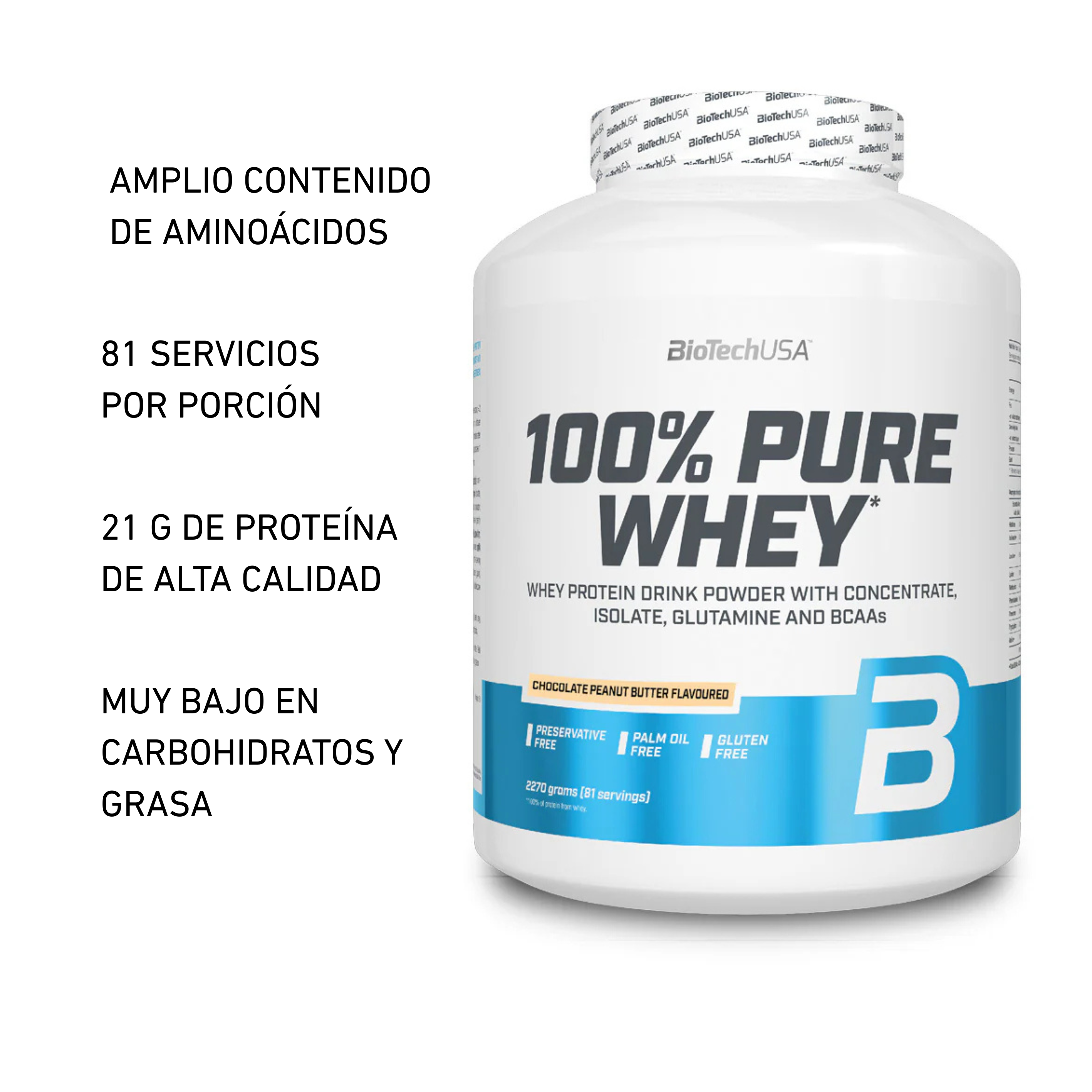 BioTech 100% Pure Whey 5 Libras 81 Servicios