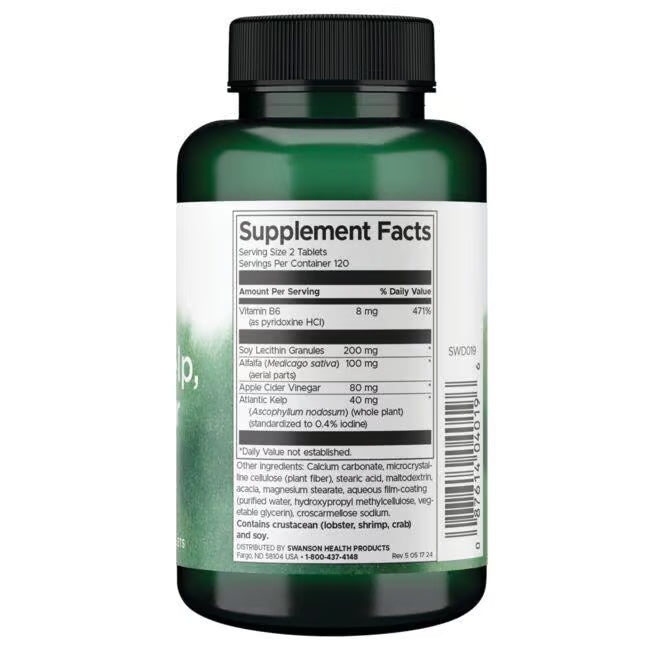 Swanson Lecithin, Kelp, B6 & Cider Vinegar 240 Tabs