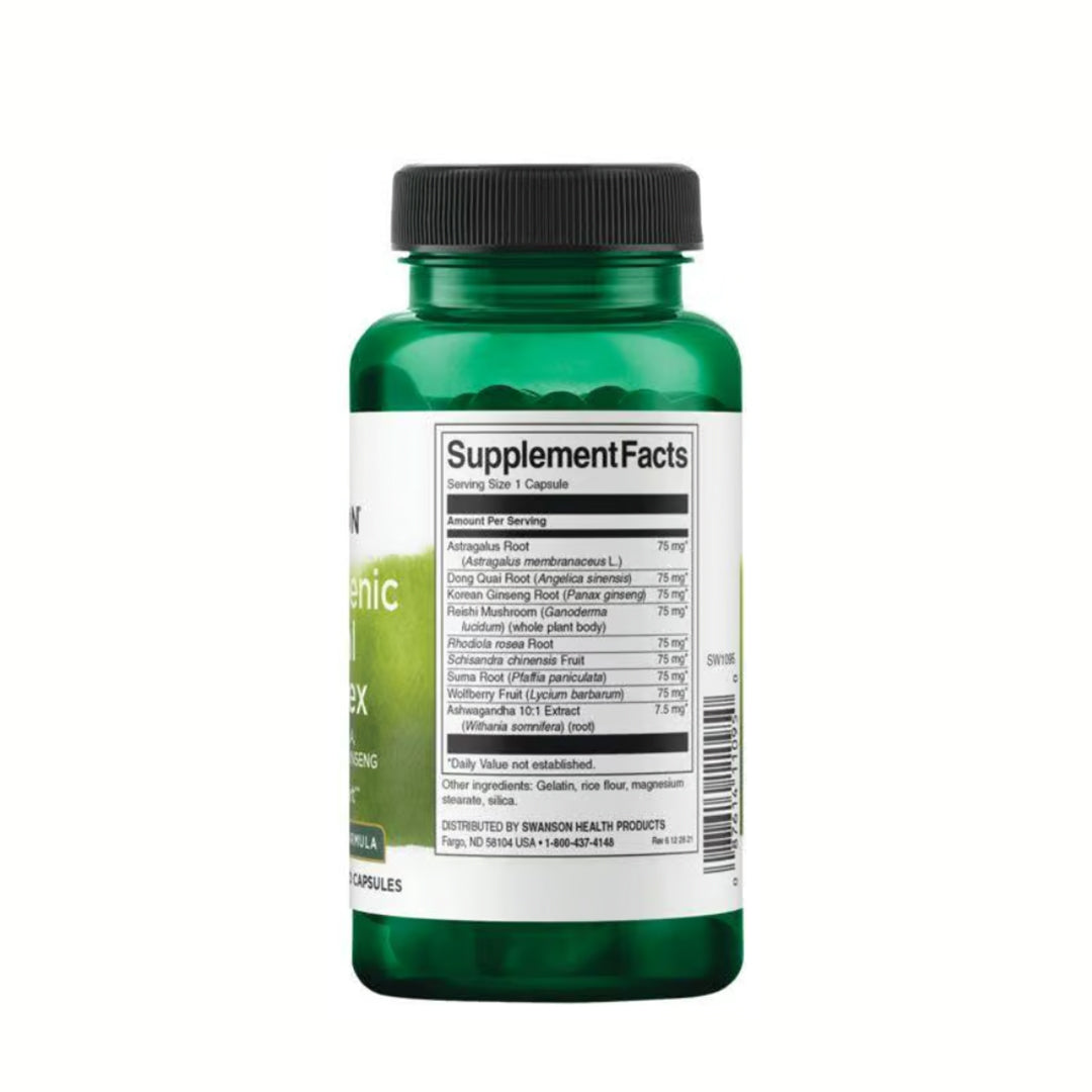 Swanson Adaptogenic Herbal Complex with Rodhiola Ashwagandha & Ginseng - 60 Cápsulas