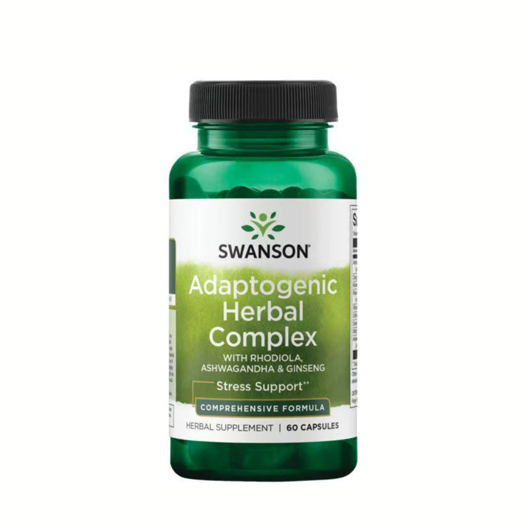 Swanson Adaptogenic Herbal Complex with Rodhiola Ashwagandha & Ginseng - 60 Cápsulas