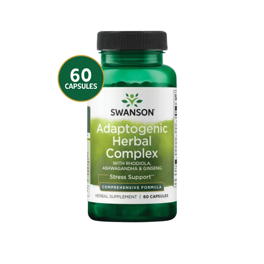 Adaptogenic Herbal Complex With Rodhiola Ashwagandha & Ginseng Swanson 60 Cápsulas