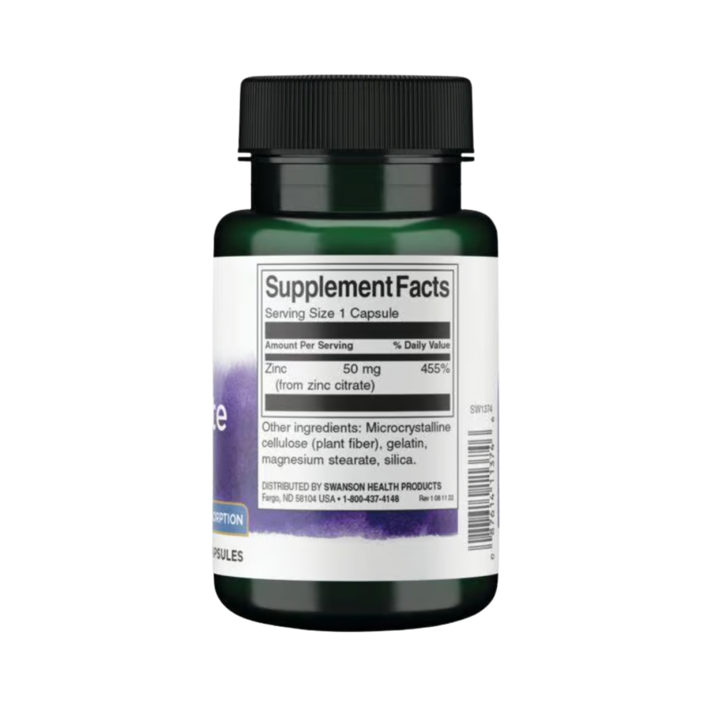 Swanson Zinc Citrate 50 mg 60 Caps