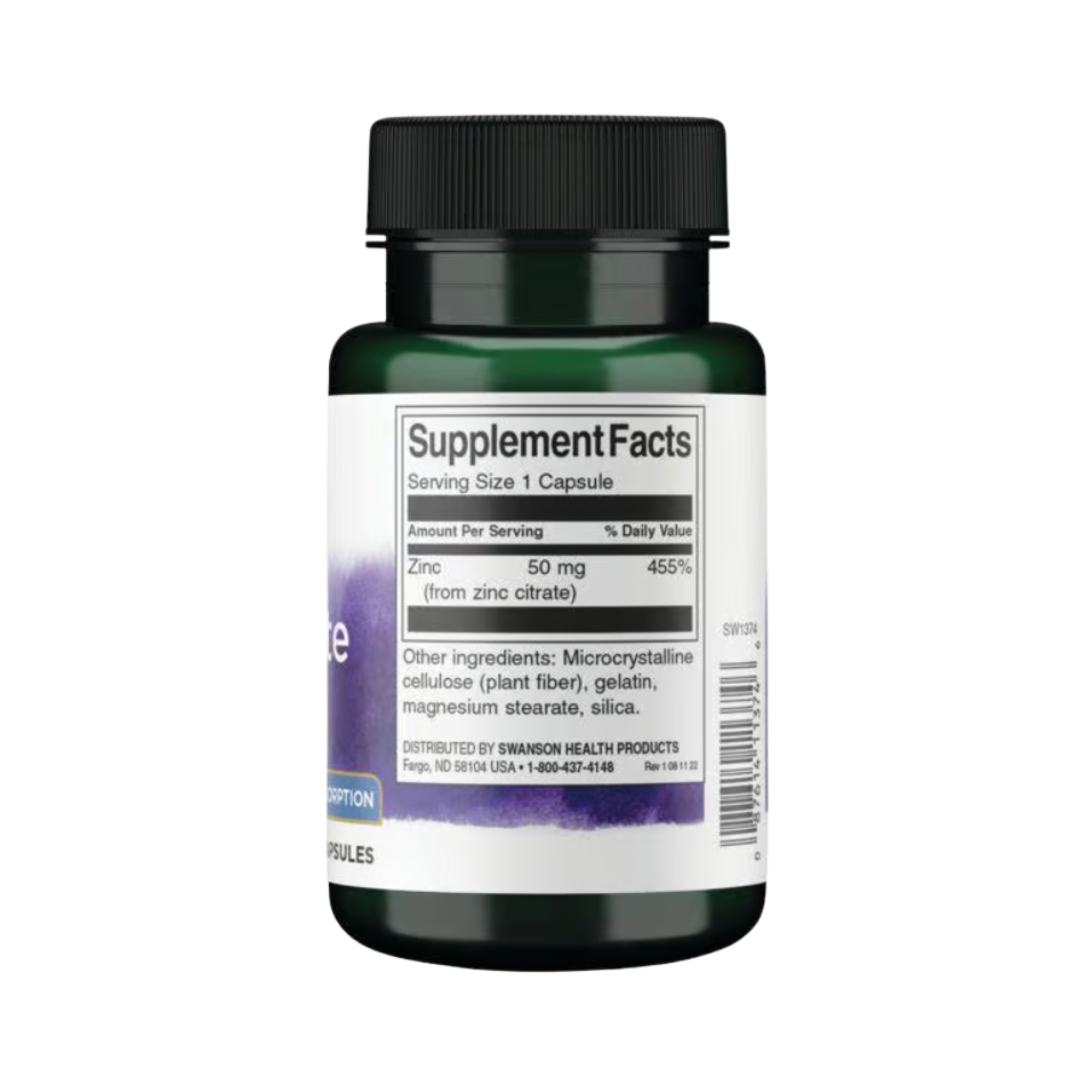 Swanson Zinc Citrate 50 mg 60 Caps
