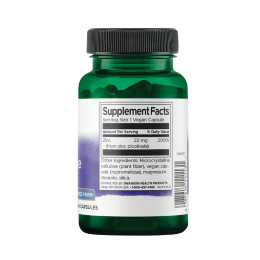 Swanson Premium Zinc Picolinate 22mg 60 Vegan Caps