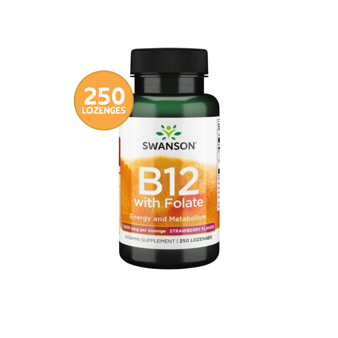 Vitamina B12 With Folate Strawberry 1000 mcg 250 pastillas