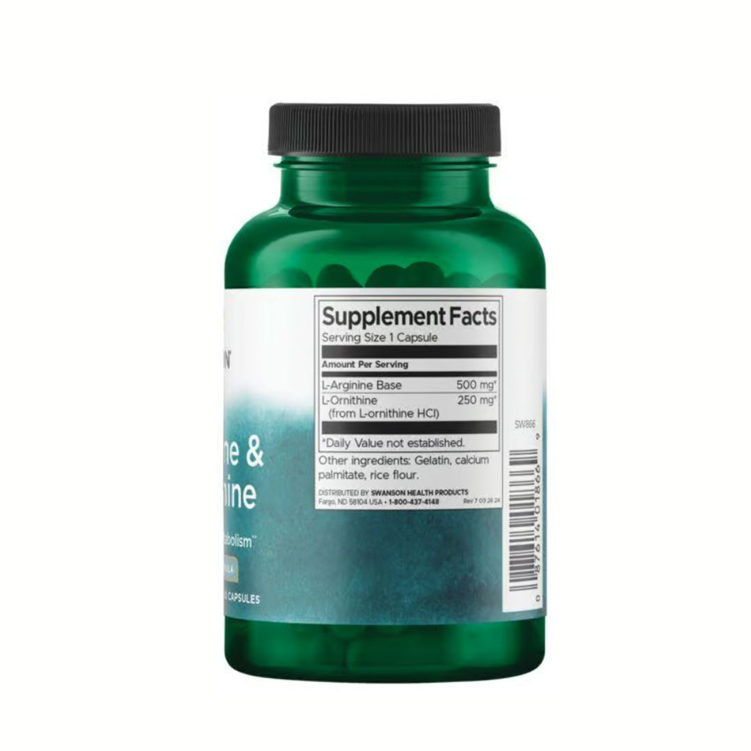 Swanson L-arginine & L-ornithine 100 Caps