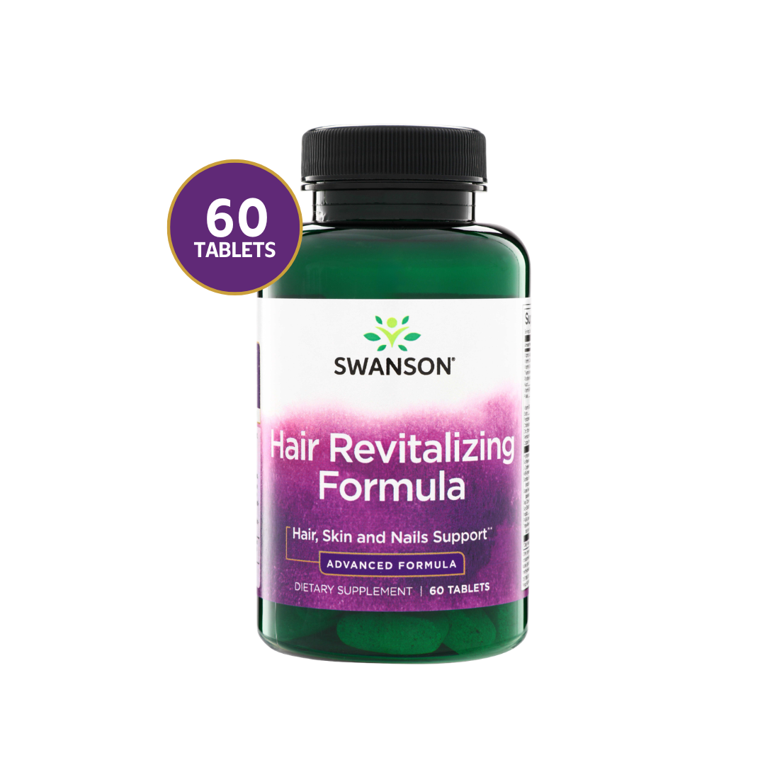 Swanson Hair Revitalizing Fórmula | 60 Tabletas · Cabello Fuerte y Saludable