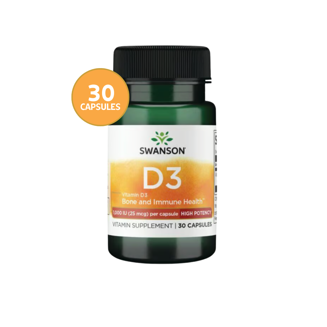 Vitamin D3 High Potency Swanson 1.000 iu 30 capsulas
