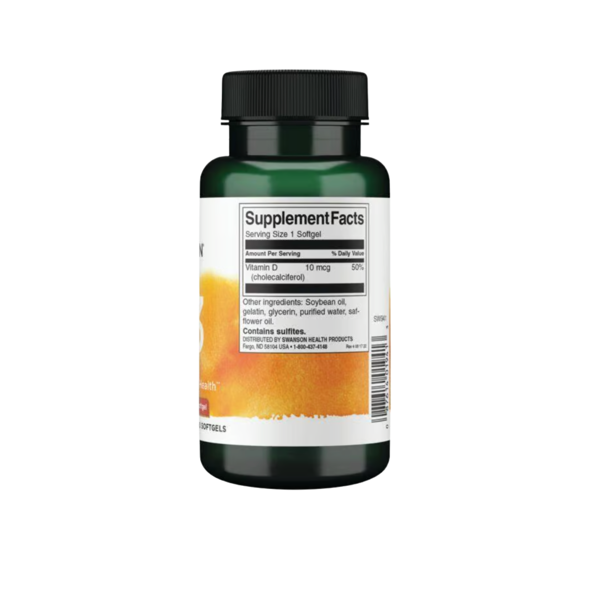 Vitamina D3 400 iu Swanson 10 mcg 250 Softgels
