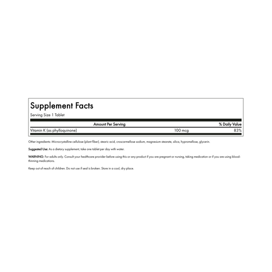 Swanson Vitamina K1 - 100mcg - 100 Tabs
