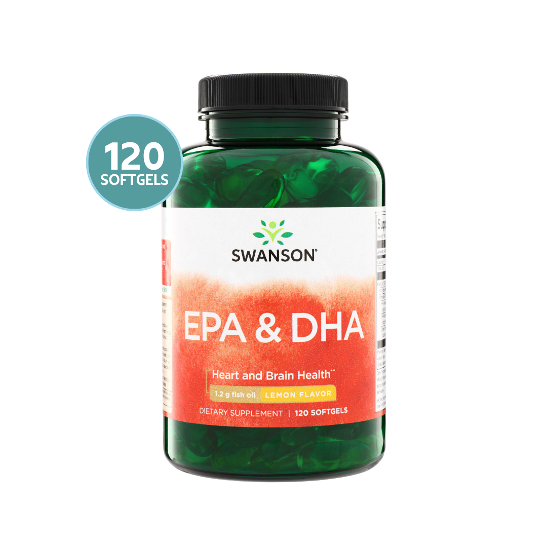 Swanson EPA & DHA – Omega 3 con EPA + DHA Sabor Limón | 120 Softgels